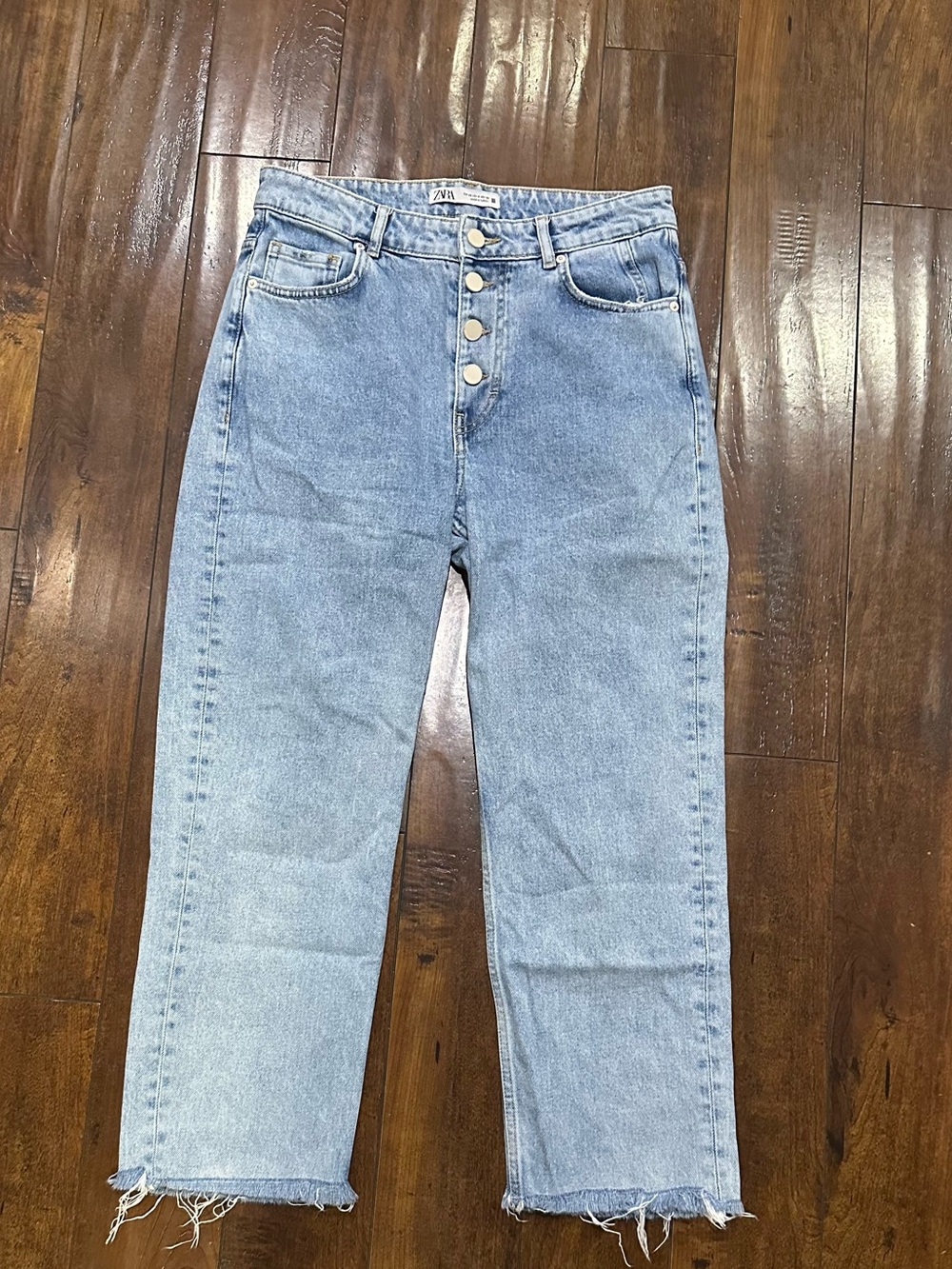 Zara- Light Blue High-Waist Button-Fly Women’s Jeans